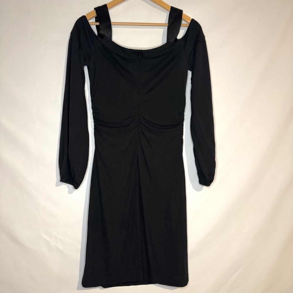 David Meister Black Cold Shoulder Long Sleeve Cocktail Dress Size Medium - Picture 8 of 11